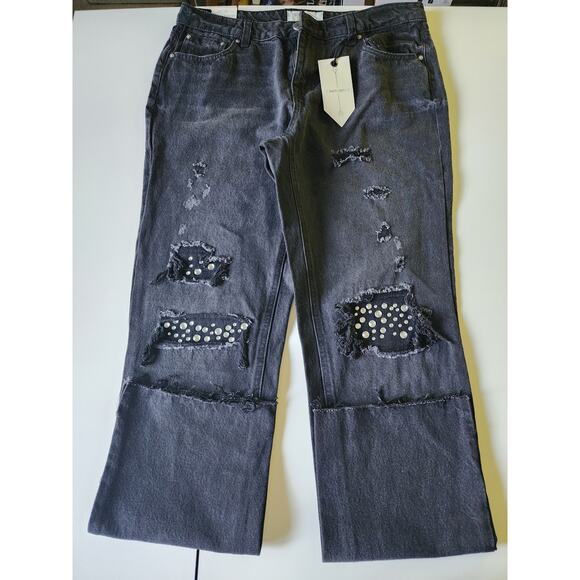 NWT Banjara Rhinestone Straight Leg Jeans Womens 11/29 - Picture 1 of 6